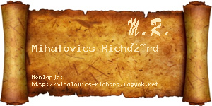 Mihalovics Richárd névjegykártya