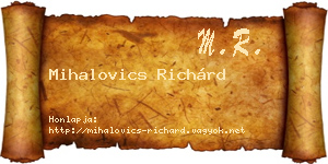 Mihalovics Richárd névjegykártya